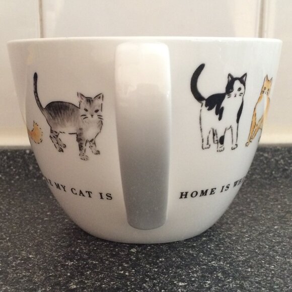 Portobello by Inspire Home Is Where The Cat Is Large Coffee Mug White Bone China - Picture 2 of 7
